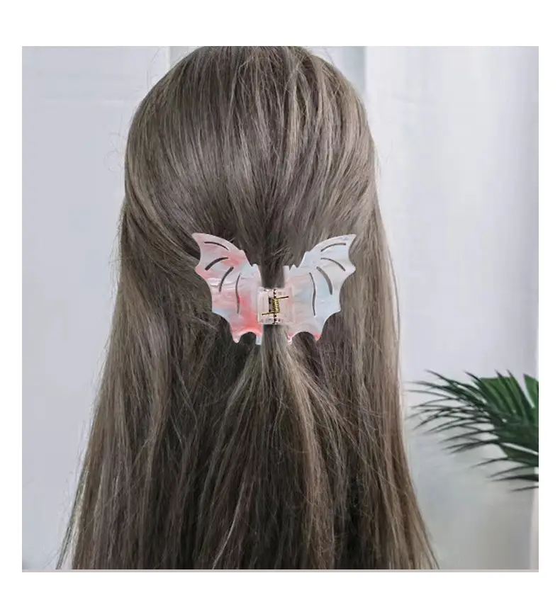 Halloween Bat Hair Clips Red Green Green Acetate — feature 4