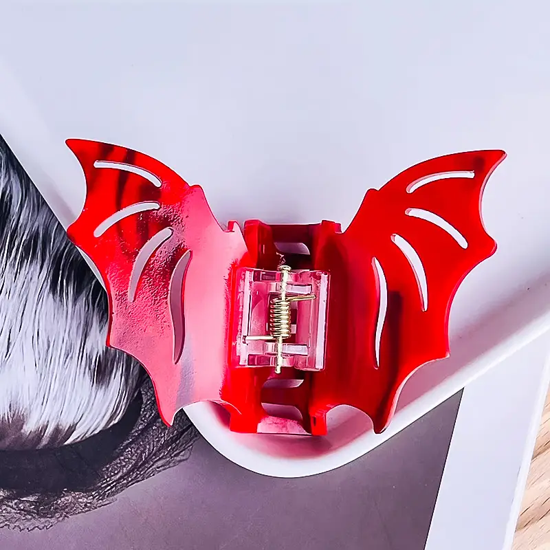 Halloween Bat Hair Clips Red Green Green Acetate - Image 2