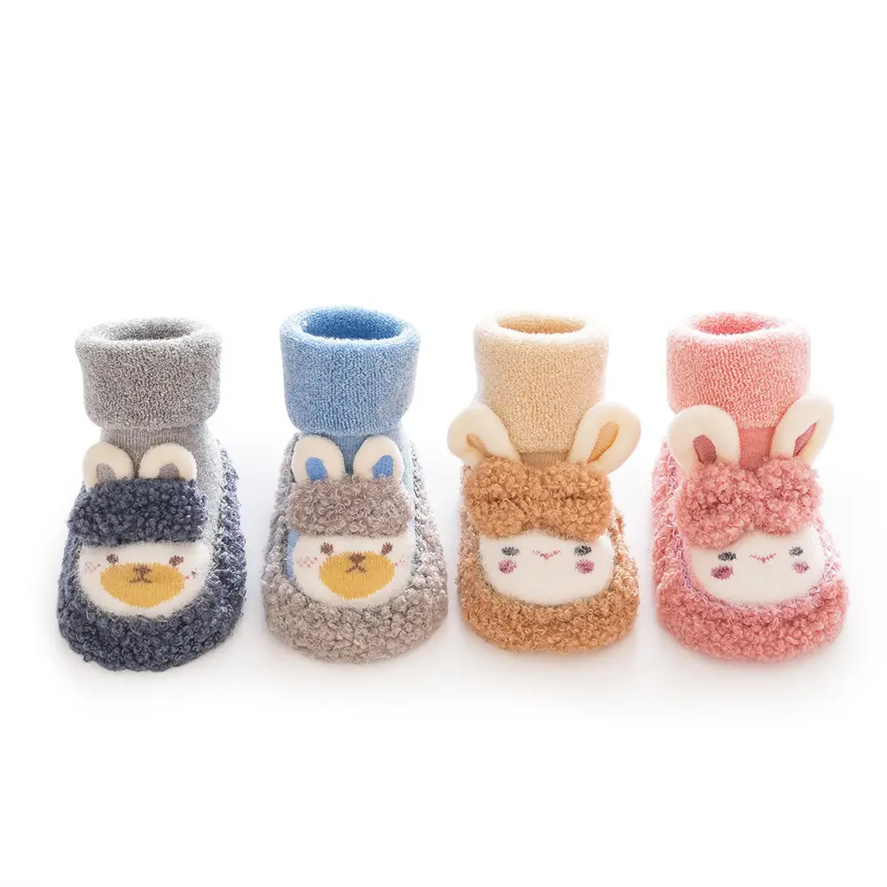 Baby Cartoon Soft Cotton Slip-On Socks Pink