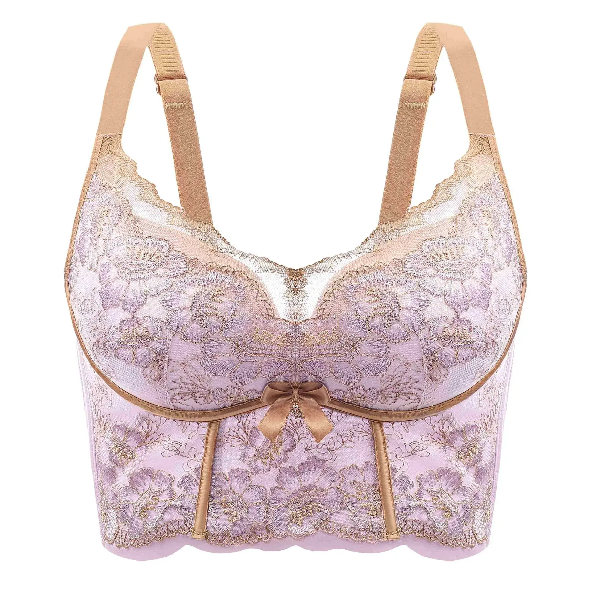 Women's U-Shape Adjustable Bra Cream Green Back Closure - Image 13