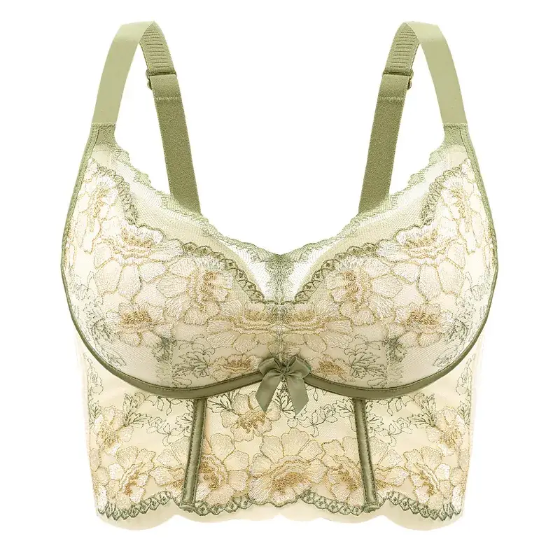 Women's U-Shape Adjustable Bra Cream Green Back Closure - Image 3