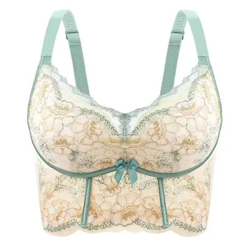Women's U-Shape Adjustable Bra Cream Green Back Closure - Image 4