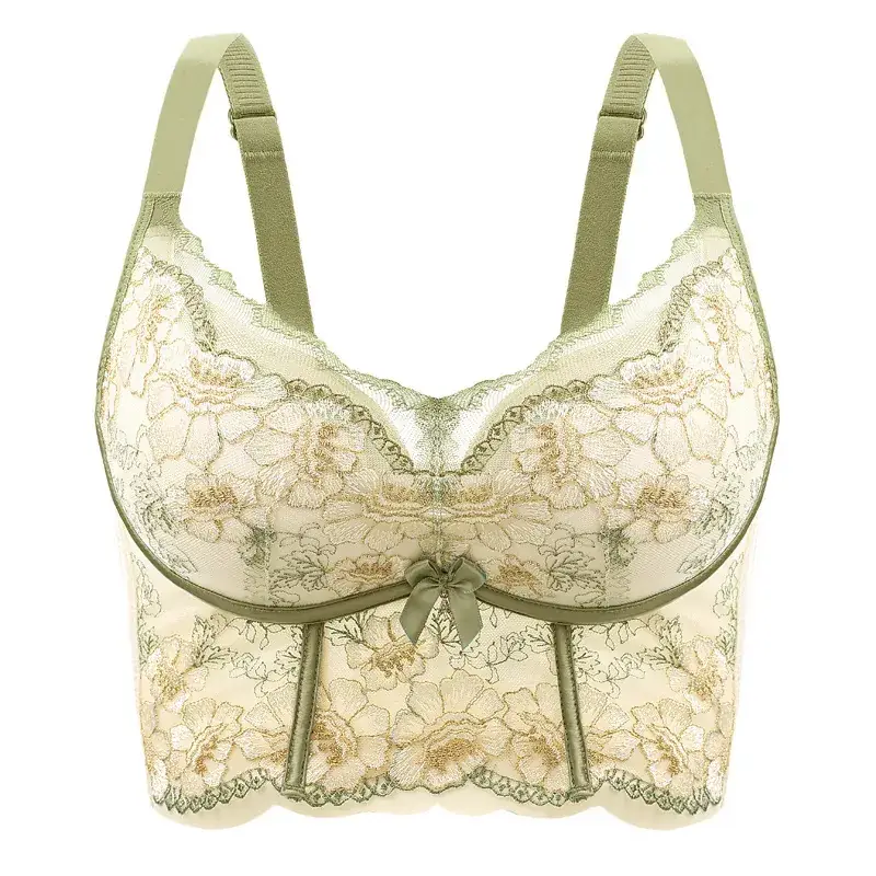 Women's U-Shape Adjustable Bra Cream Green Back Closure - Image 7