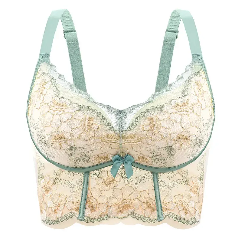 Women's U-Shape Adjustable Bra Cream Green Back Closure - Image 8