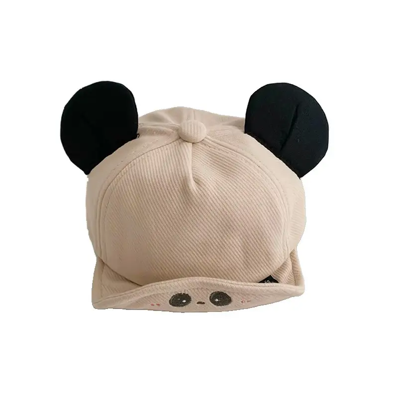 Cute Cartoon Panda Baby Cap Beige with Black Ear Tips - Image 7