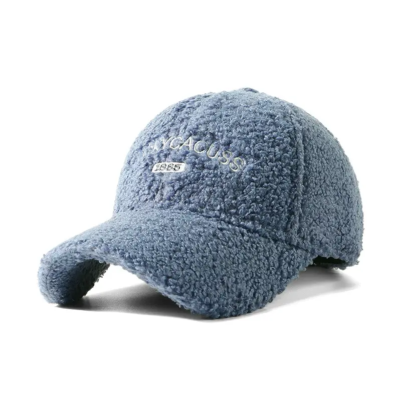 Women Blue Velvet Baseball Cap with Embroidery