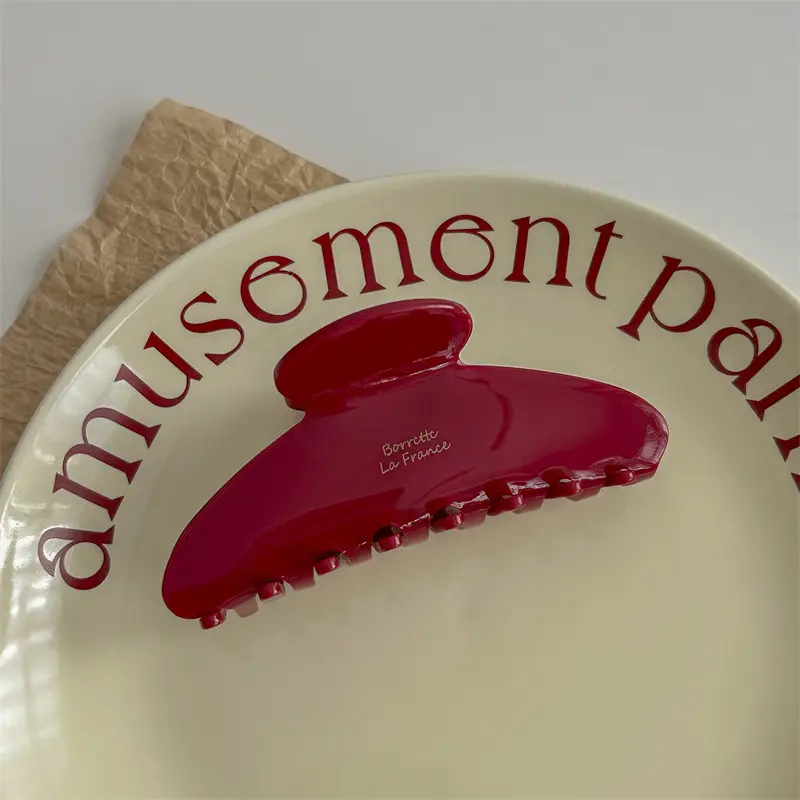 Red Acetate Hair Clips Female High Sense Back Head Chuck Clip Shark Clip - Image 3