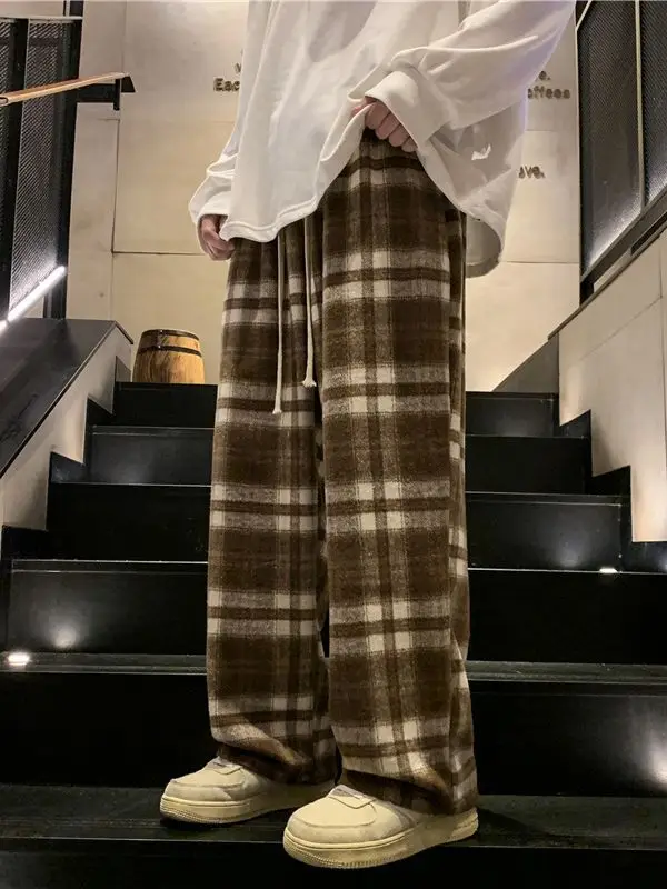 Men's Plaid Pants Black White Spring Autumn Lazy Drop - Image 5