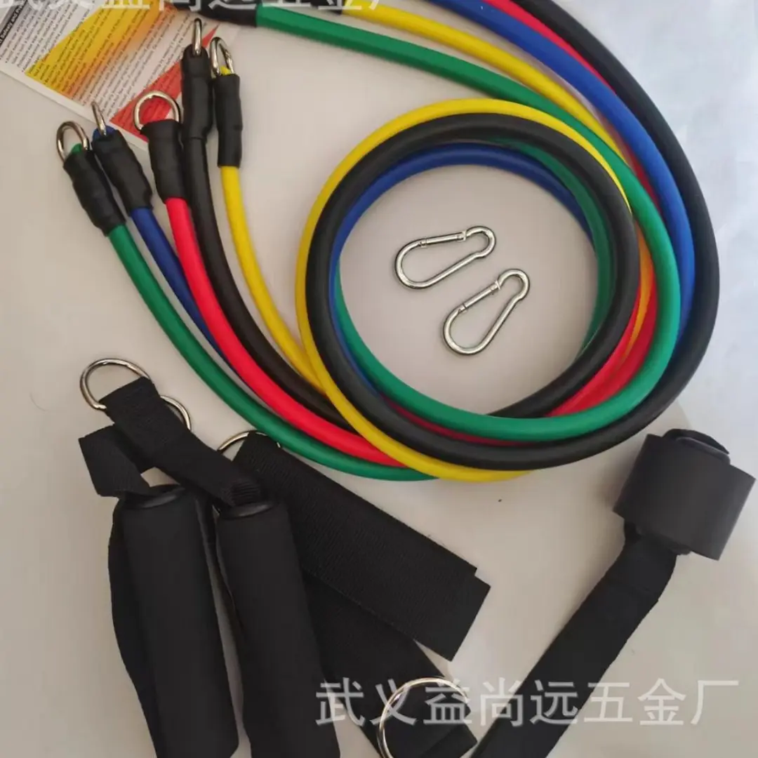 D Buckle carabiner 11-piece set pull rope fitness suit Chinese version carabiner fitness pull rope push rod - Image 8