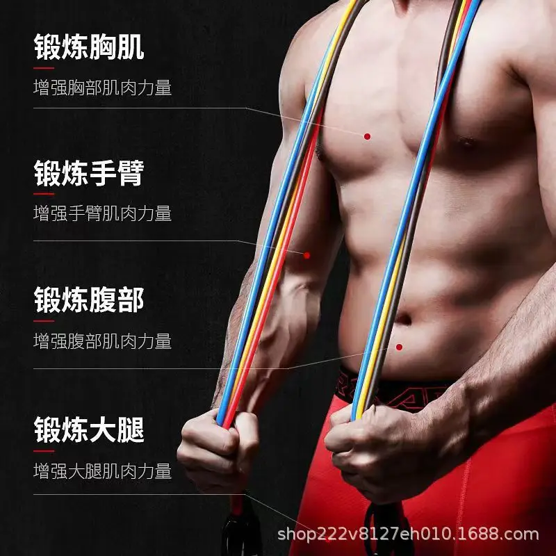 D Buckle carabiner 11-piece set pull rope fitness suit Chinese version carabiner fitness pull rope push rod — feature 5