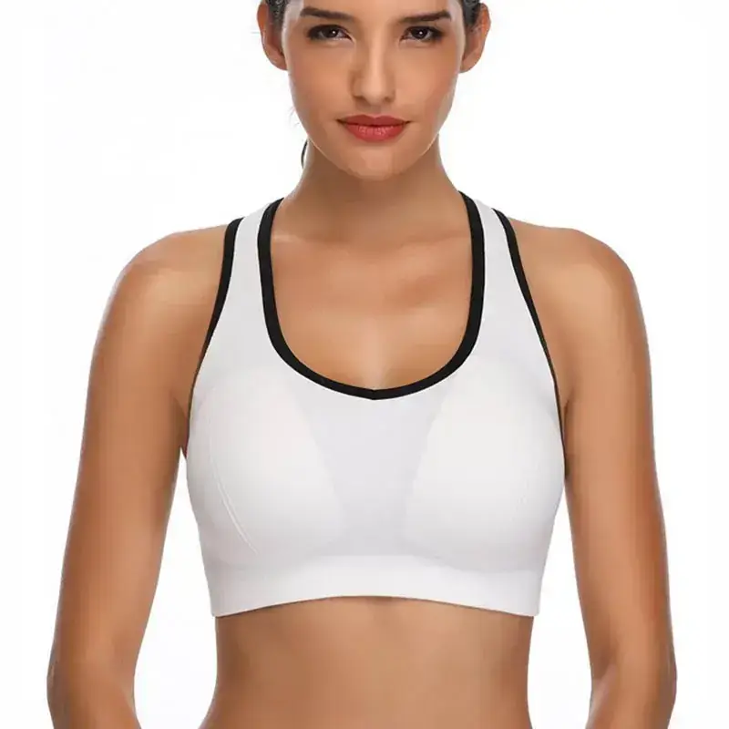 White Push Up Yoga Bra with Black Trim - Image 7