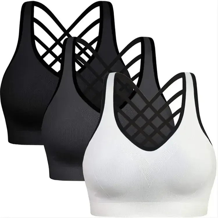 White Push Up Yoga Bra with Black Trim — feature 2
