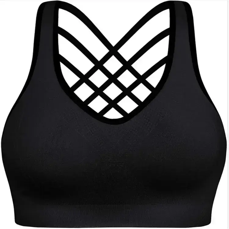 White Push Up Yoga Bra with Black Trim — feature 3