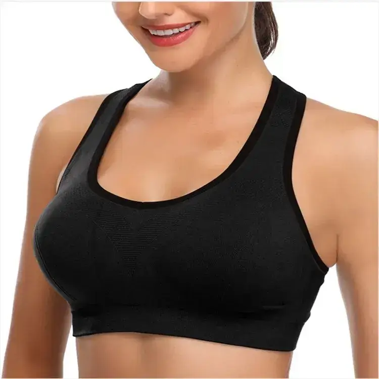 White Push Up Yoga Bra with Black Trim — feature 4