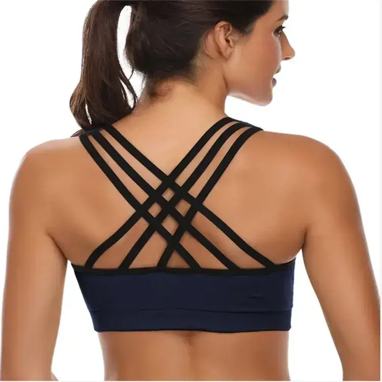 White Push Up Yoga Bra with Black Trim — feature 6