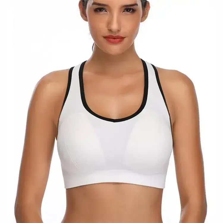 White Push Up Yoga Bra with Black Trim — feature 8