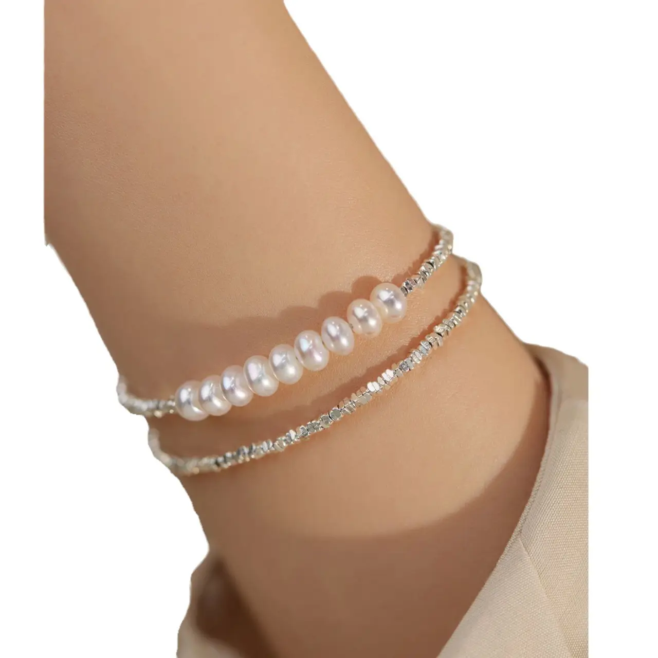 Broken Silver Pearl Niche Bracelet for Women - Image 8