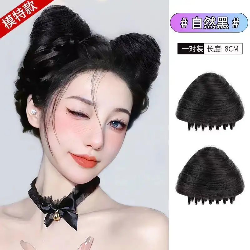 Double Ball Cat Ear Wig Black 8CM - Image 4