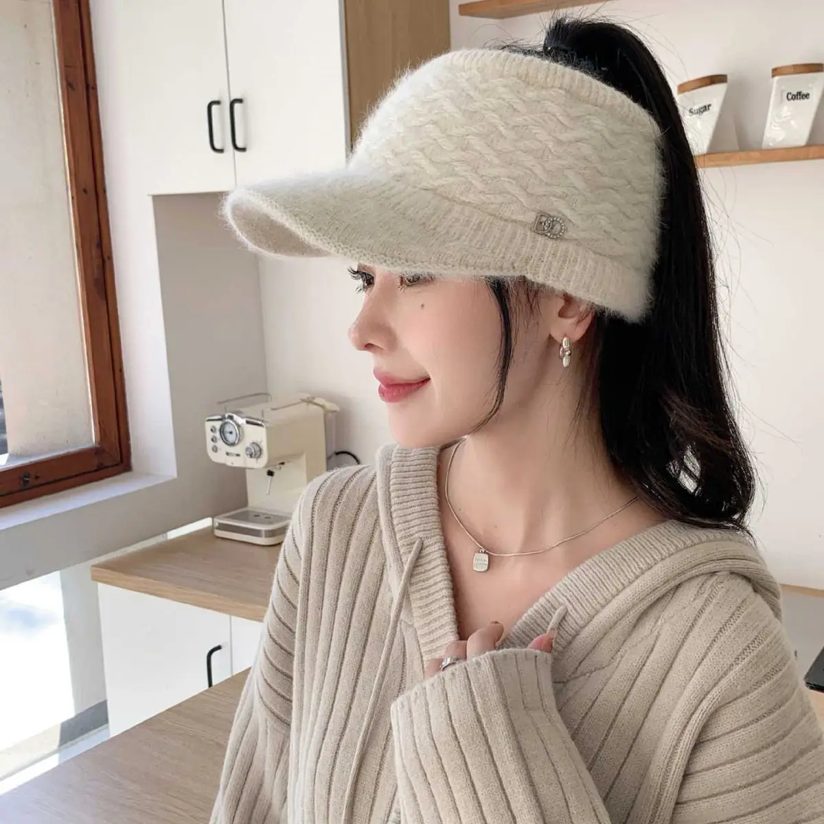 Pink Woolen Knitted Windproof Hat for Women - Image 14