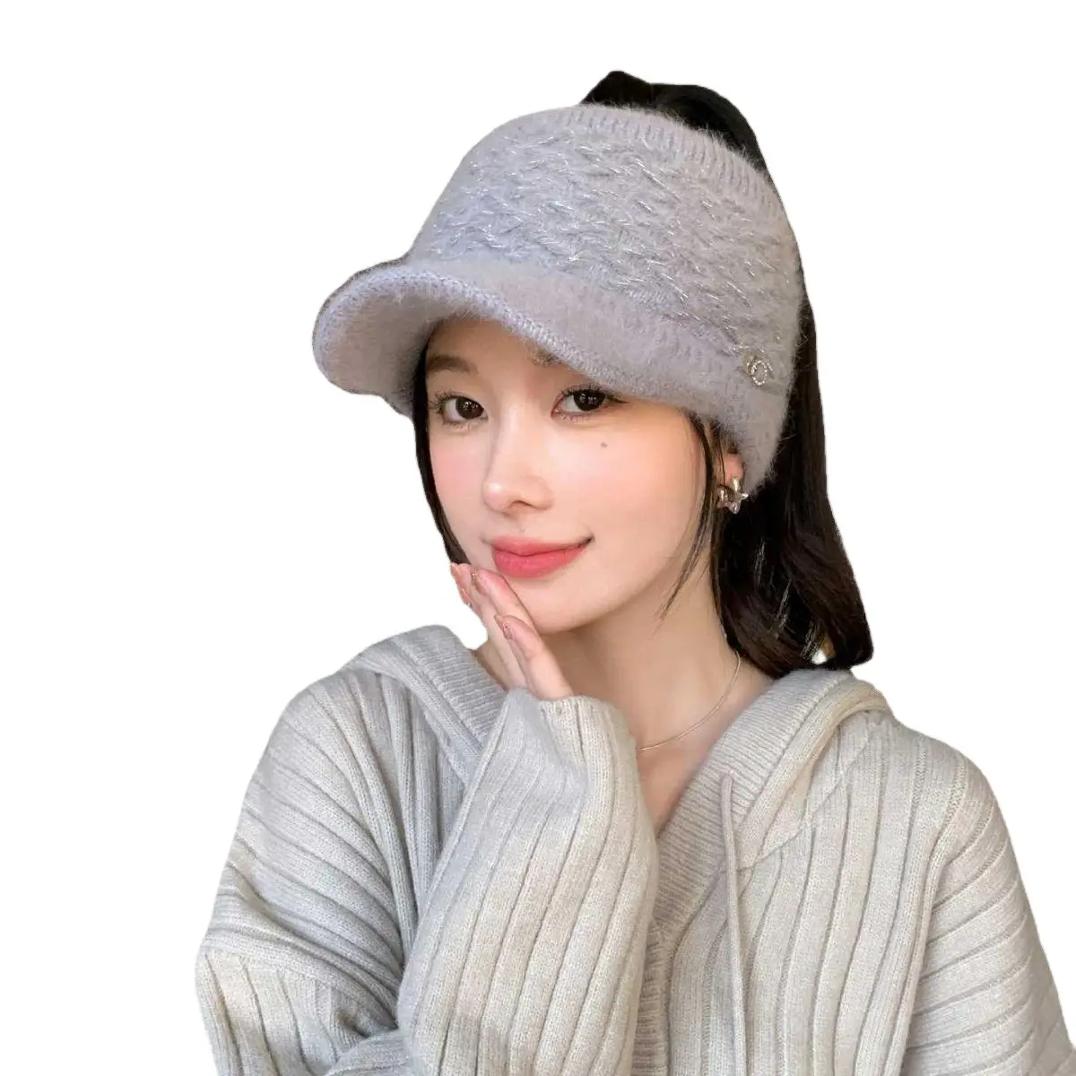 Pink Woolen Knitted Windproof Hat for Women - Image 17