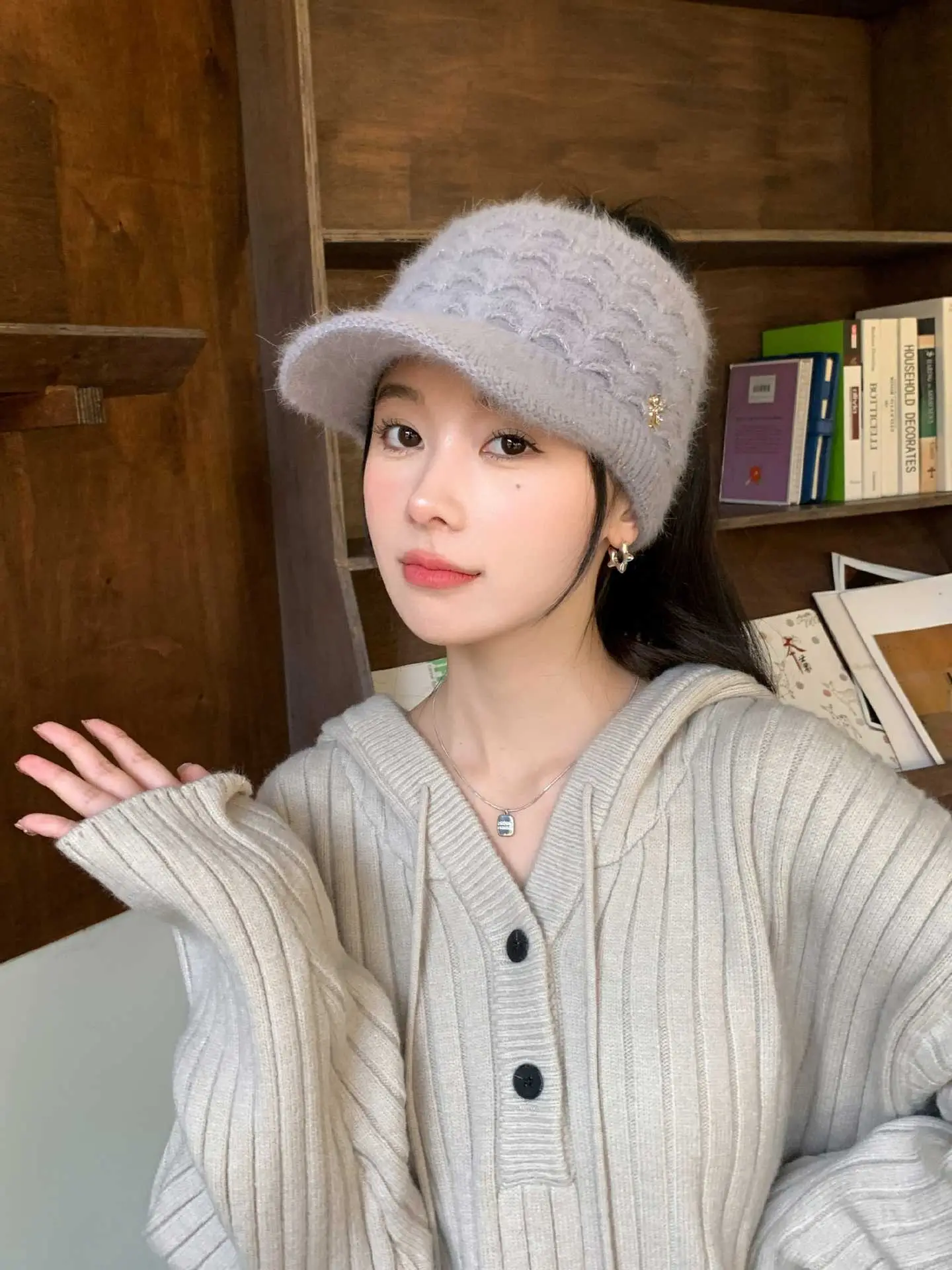 Pink Woolen Knitted Windproof Hat for Women - Image 10