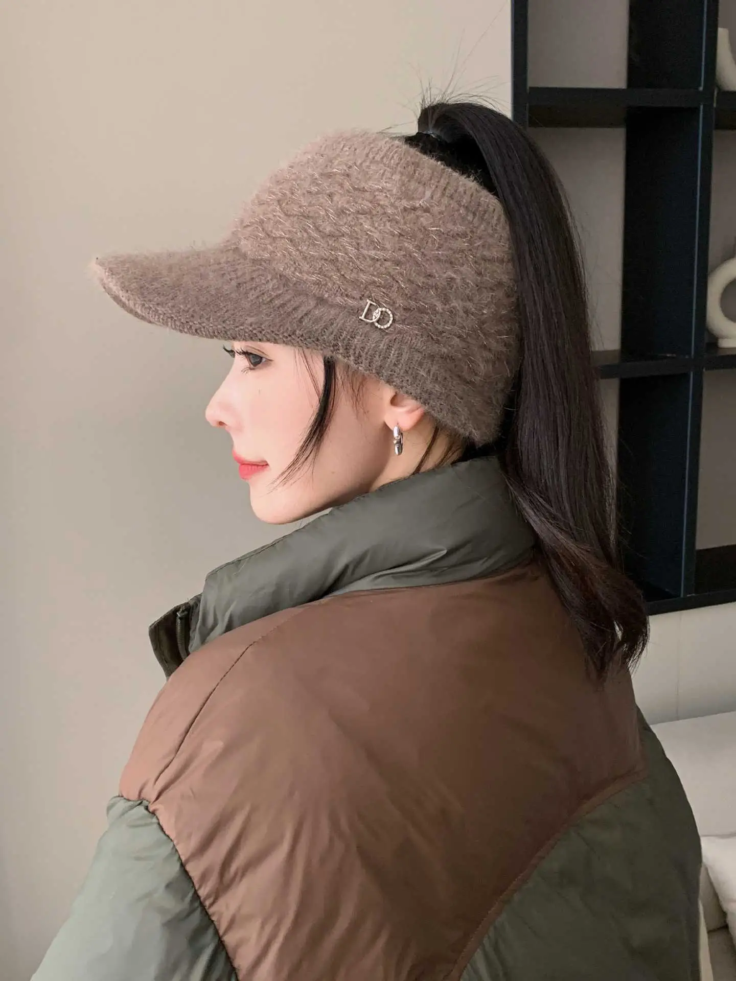 Pink Woolen Knitted Windproof Hat for Women - Image 3