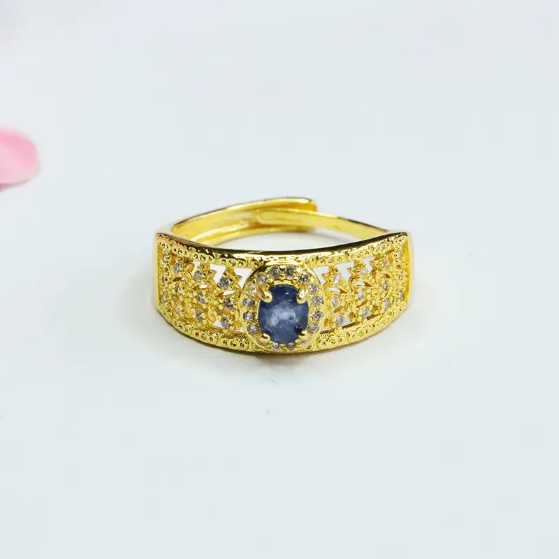 Guan Yu Natural Sapphire Ring Gold Plated European American Fashion - Image 2