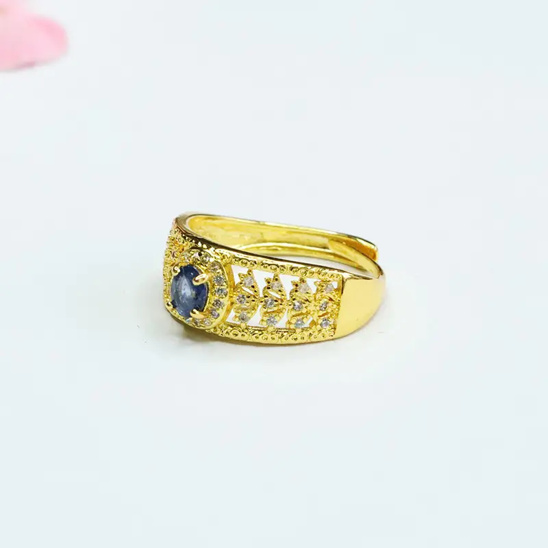 Guan Yu Natural Sapphire Ring Gold Plated European American Fashion - Image 4