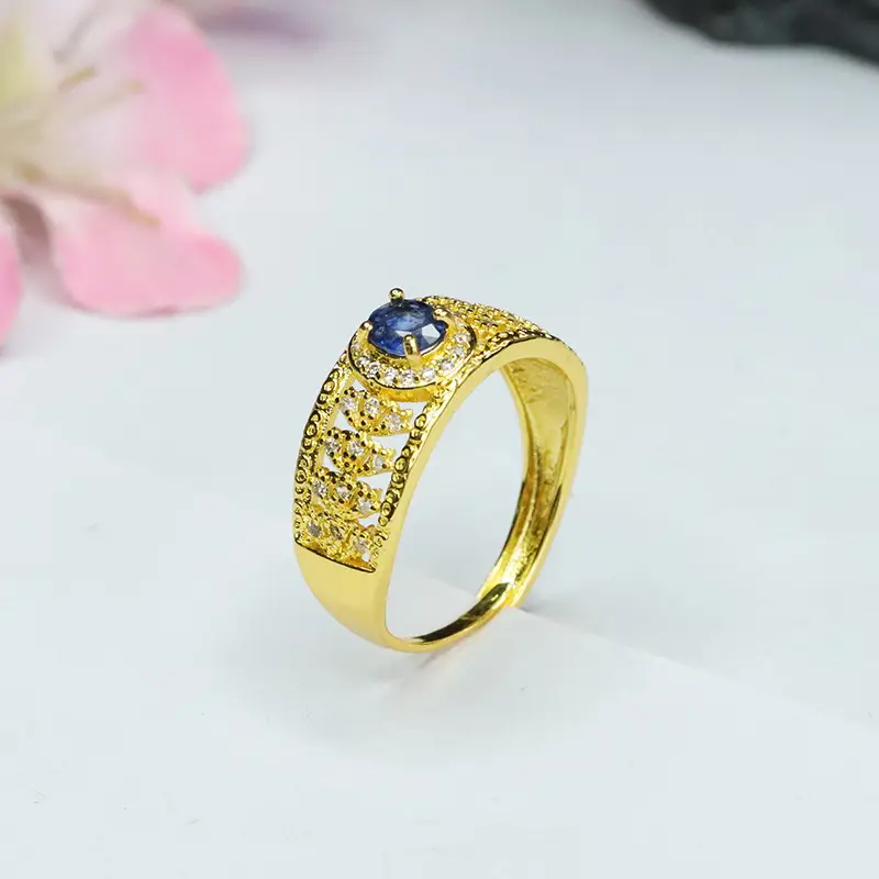Guan Yu Natural Sapphire Ring Gold Plated European American Fashion - Image 5