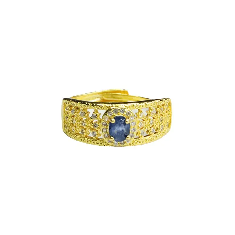 Guan Yu Natural Sapphire Ring Gold Plated European American Fashion - Image 6