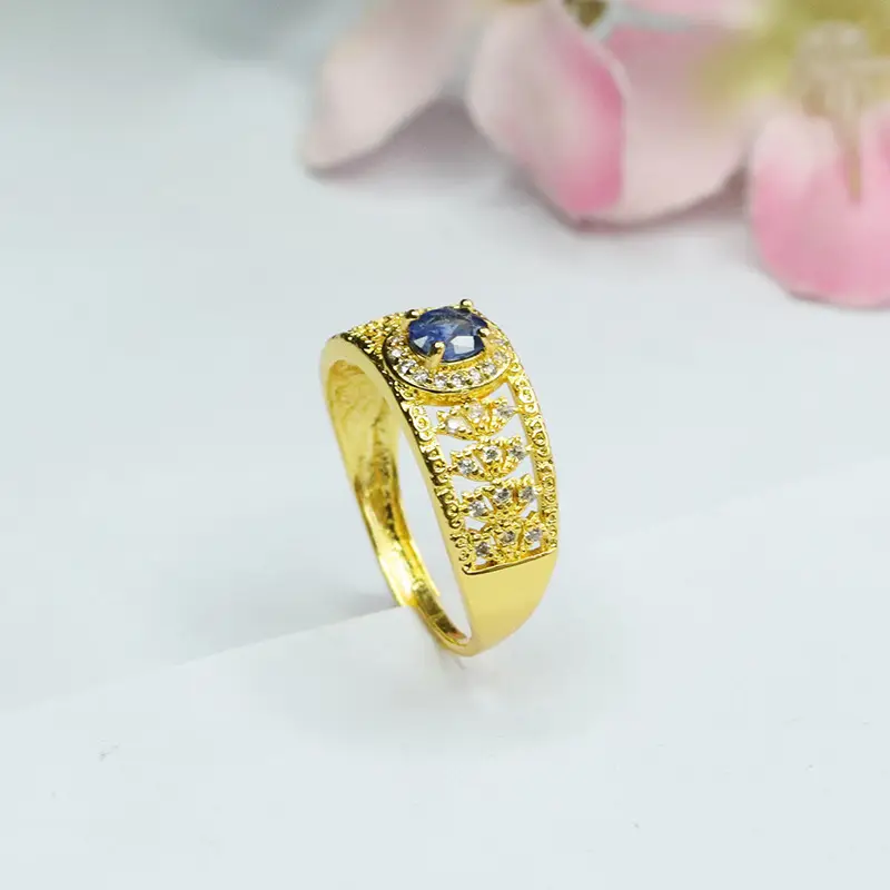 Guan Yu Natural Sapphire Ring Gold Plated European American Fashion — feature 11
