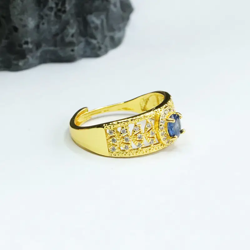 Guan Yu Natural Sapphire Ring Gold Plated European American Fashion — feature 8