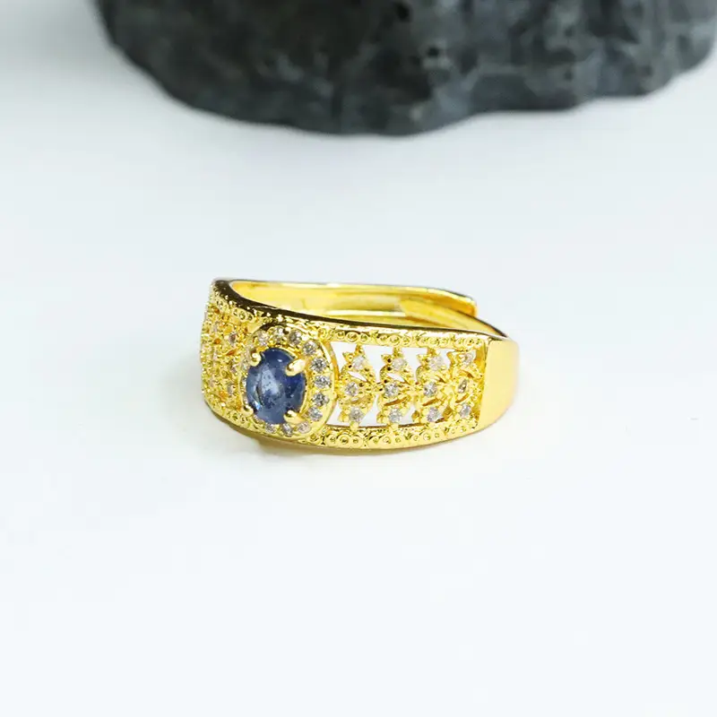 Guan Yu Natural Sapphire Ring Gold Plated European American Fashion — feature 9