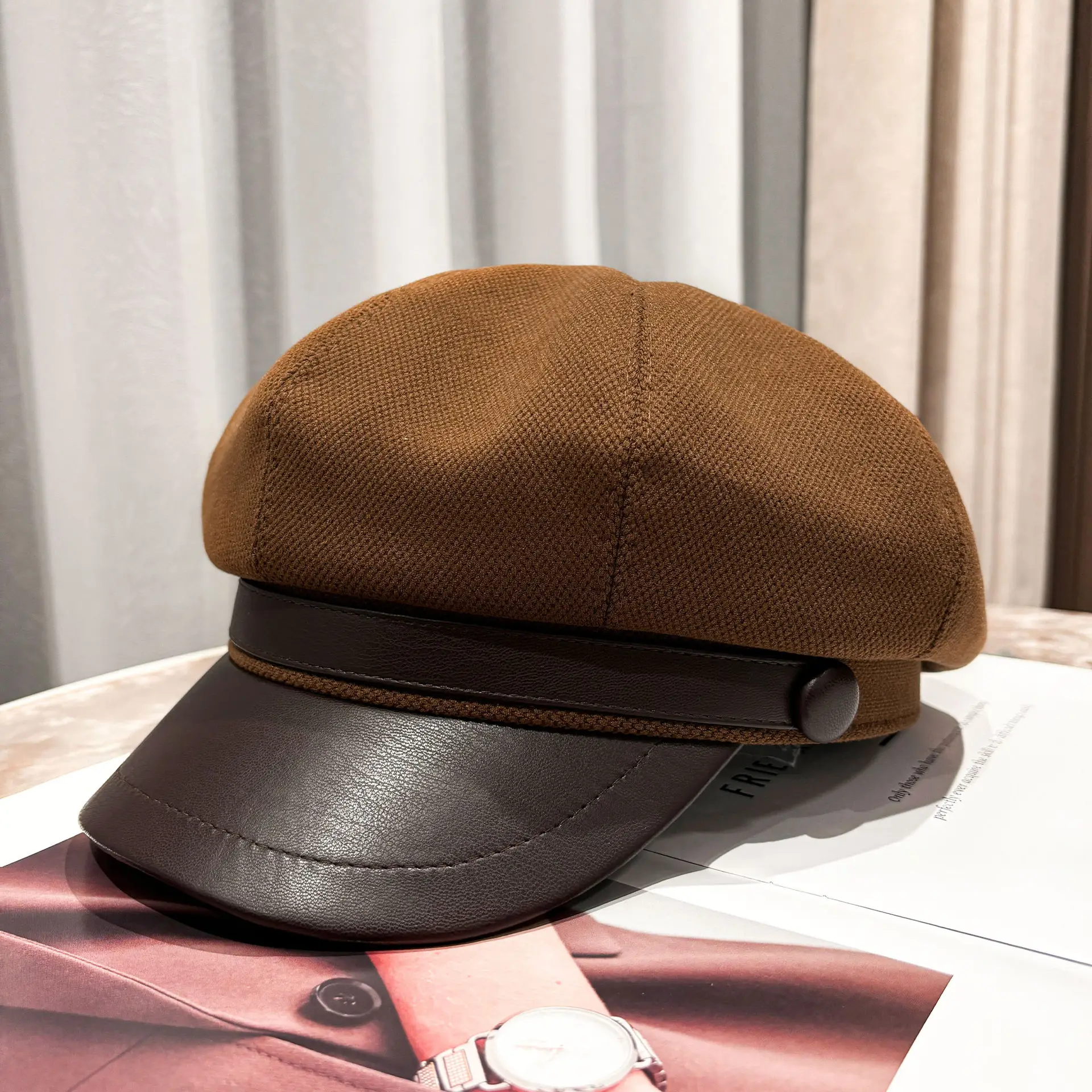 Women Winter Newsboy Cap Black Large - Image 12