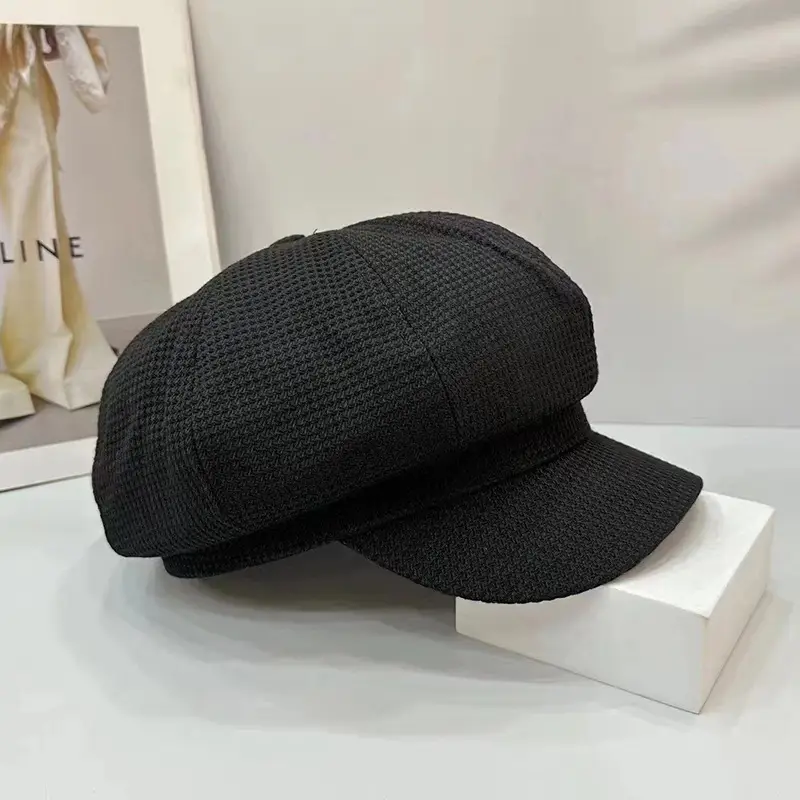 Women Winter Newsboy Cap Black Large - Image 4