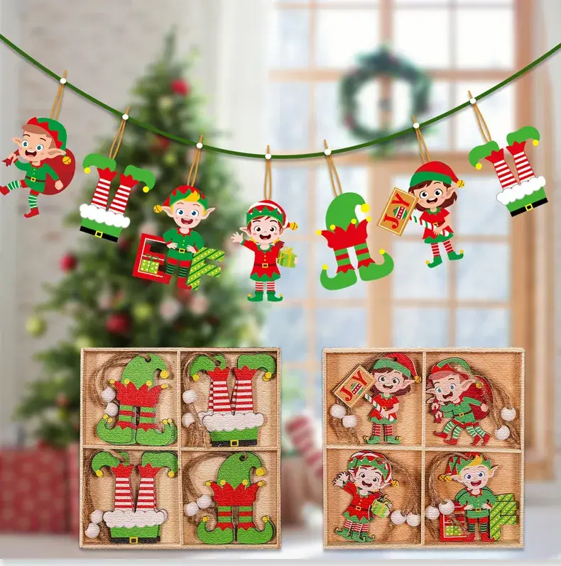 Christmas Elf Doll Wooden 12PCs Decorative Ornaments — feature 1