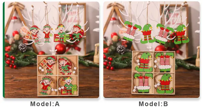 Christmas Elf Doll Wooden 12PCs Decorative Ornaments — feature 5