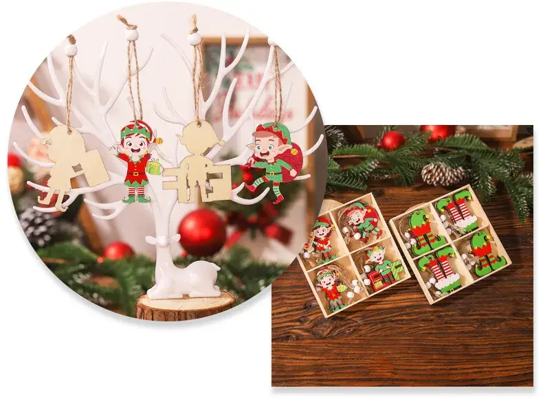 Christmas Elf Doll Wooden 12PCs Decorative Ornaments — feature 7