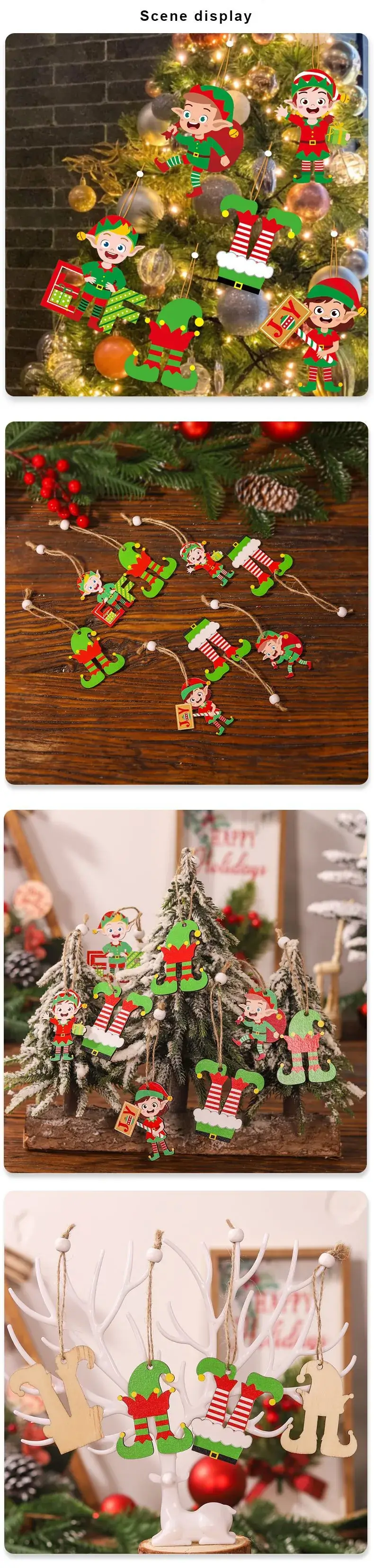 Christmas Elf Doll Wooden 12PCs Decorative Ornaments — feature 8