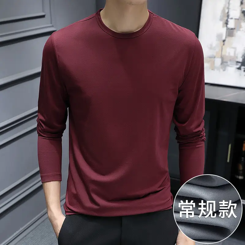 Men Mercerized Modal Long Sleeve T-Shirt Grey - Image 6