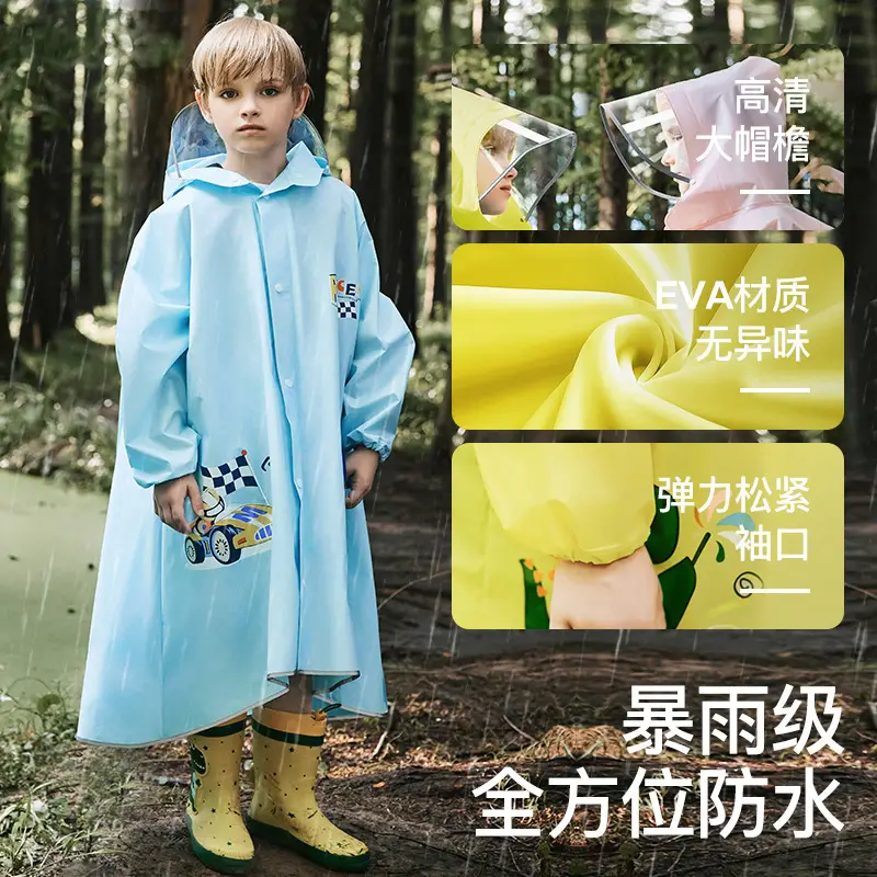 Mumeng Kidsren's Raincoat Boy's Full-Body Heavy Rain School Bag Cycling Poncho Breathable and Wear-Resistant School Hiking Raincoat