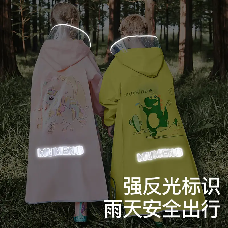 Mumeng Kidsren's Raincoat Boy's Full-Body Heavy Rain School Bag Cycling Poncho Breathable and Wear-Resistant School Hiking Raincoat
