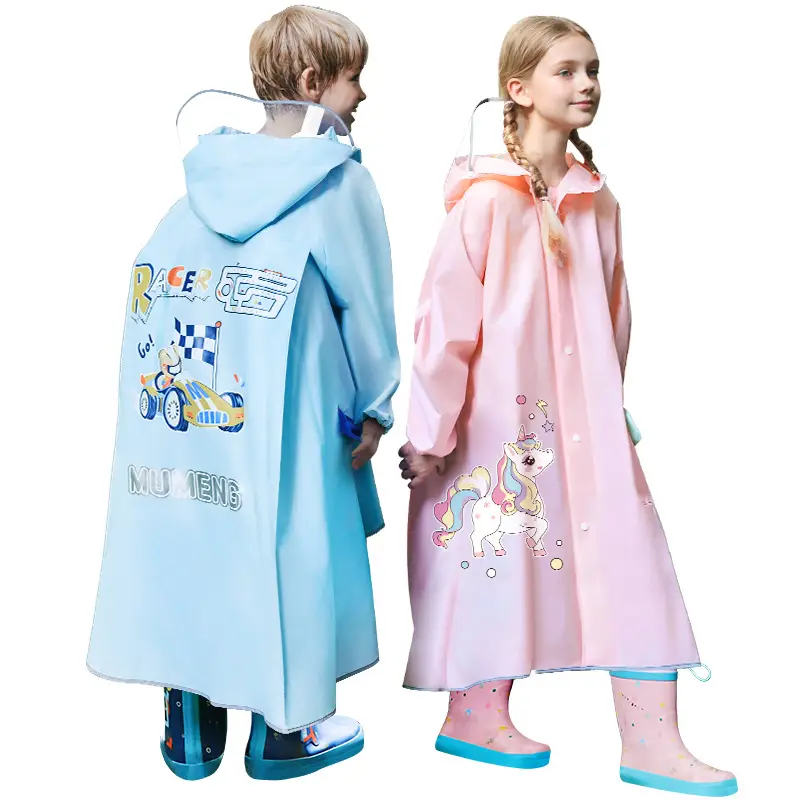Mumeng Kidsren's Raincoat Boy's Full-Body Heavy Rain School Bag Cycling Poncho Breathable and Wear-Resistant School Hiking Raincoat