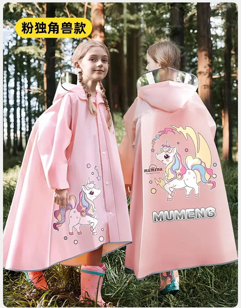 Mumeng Kidsren's Raincoat Boy's Full-Body Heavy Rain School Bag Cycling Poncho Breathable and Wear-Resistant School Hiking Raincoat — feature 34