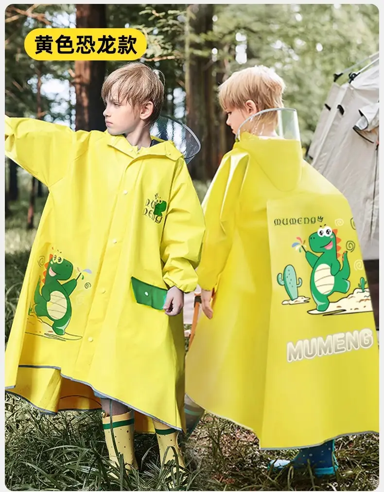 Mumeng Kidsren's Raincoat Boy's Full-Body Heavy Rain School Bag Cycling Poncho Breathable and Wear-Resistant School Hiking Raincoat — feature 35