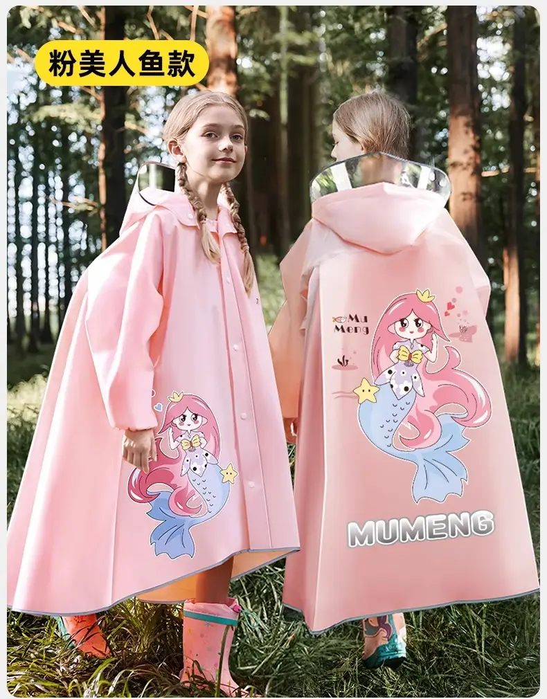 Mumeng Kidsren's Raincoat Boy's Full-Body Heavy Rain School Bag Cycling Poncho Breathable and Wear-Resistant School Hiking Raincoat — feature 36
