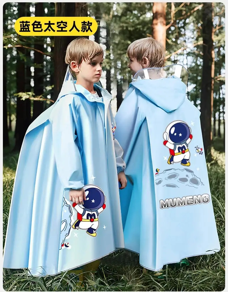 Mumeng Kidsren's Raincoat Boy's Full-Body Heavy Rain School Bag Cycling Poncho Breathable and Wear-Resistant School Hiking Raincoat — feature 37