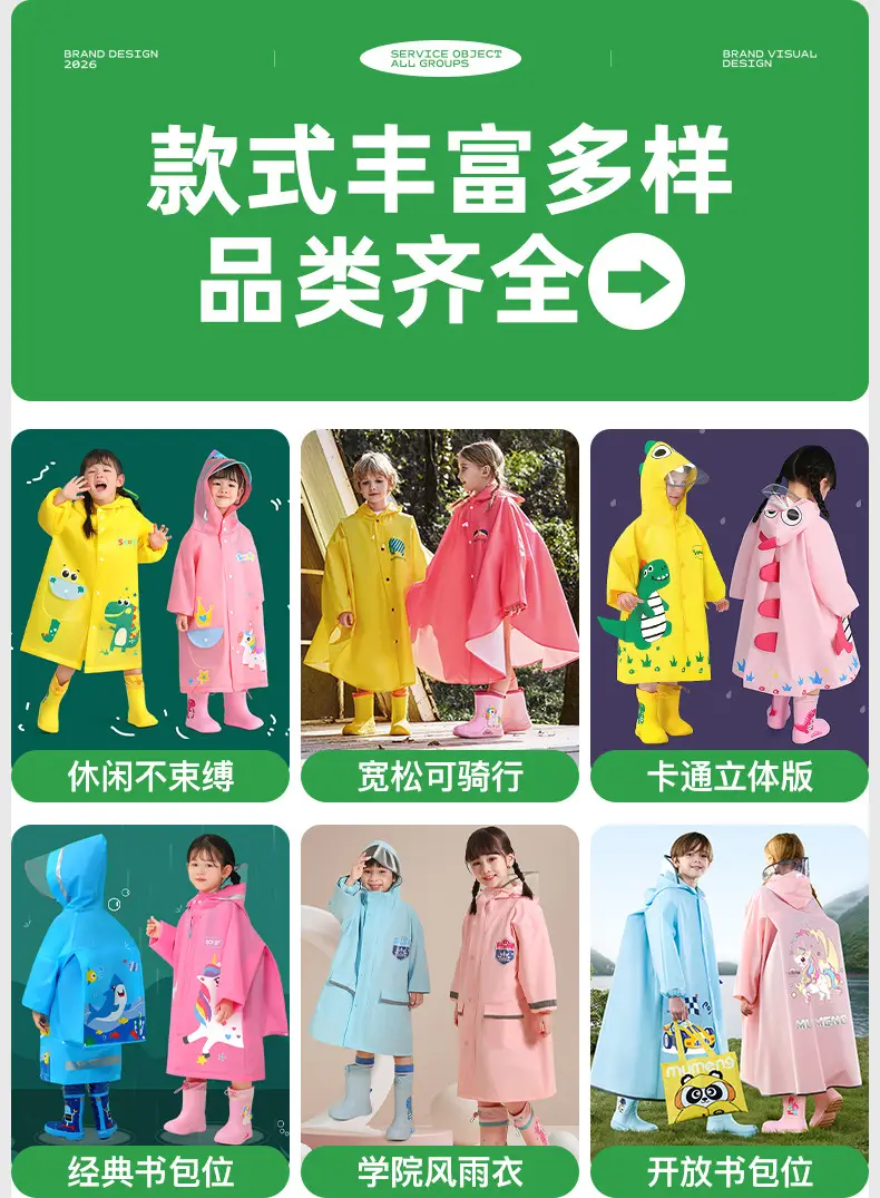 Mumeng Kidsren's Raincoat Boy's Full-Body Heavy Rain School Bag Cycling Poncho Breathable and Wear-Resistant School Hiking Raincoat — feature 44
