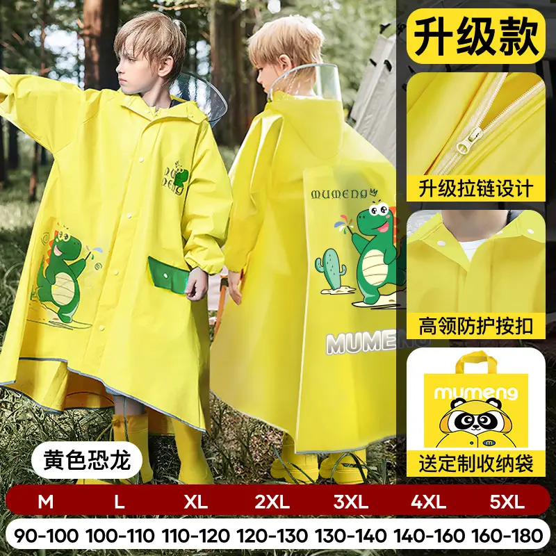 Mumeng Kidsren's Raincoat Boy's Full-Body Heavy Rain School Bag Cycling Poncho Breathable and Wear-Resistant School Hiking Raincoat