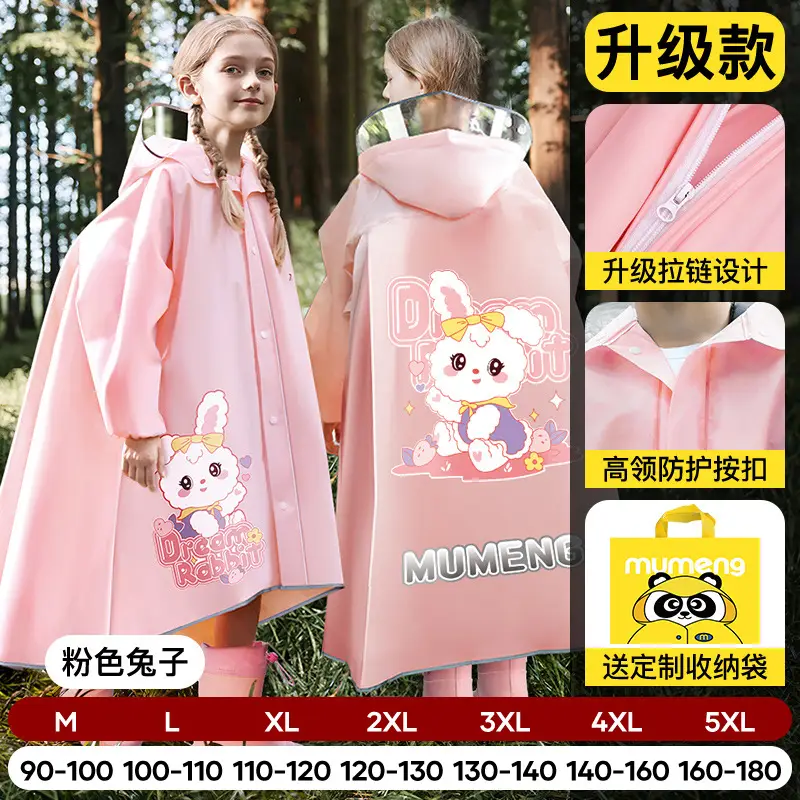 Mumeng Kidsren's Raincoat Boy's Full-Body Heavy Rain School Bag Cycling Poncho Breathable and Wear-Resistant School Hiking Raincoat